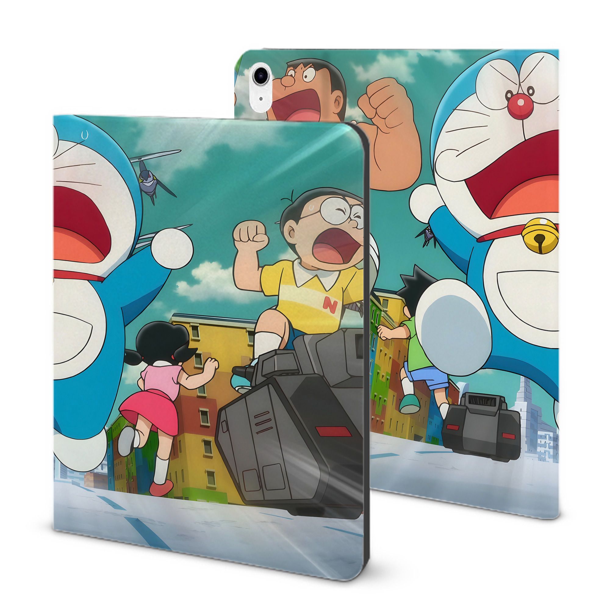 （画像用） ドラえもん Doraemon IPad ケース ブック型 PUレザー TPU 耐衝撃 軽量 薄型 ペン収納なし 全面保護 IPad 各モデル対応
